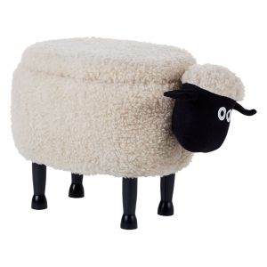 Pouf animal en tissu beige 40x55