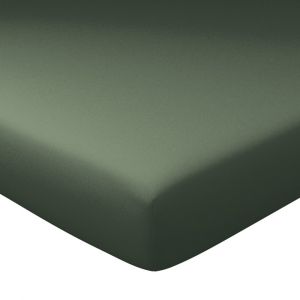 Drap-housse grand bonnet en coton vert kaki 180x200x32