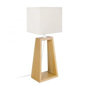 Lampe &agrave; poser bois H49cm naturel ;Abat-jour:  &eacute;cru