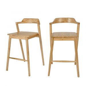 Lot de 2 chaises de bar en teck H65cm - Bois