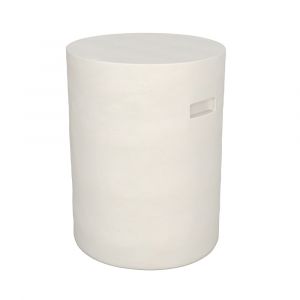 Table d'appoint ronde en b&eacute;ton blanc D35 cm