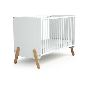 Lit &agrave; barreaux en bois de h&ecirc;tre  Pirate blanc (60 x 120 cm)