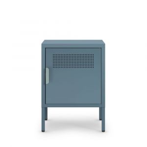 Table de chevet 1 porte en m&eacute;tal L40cm - Bleu glacier
