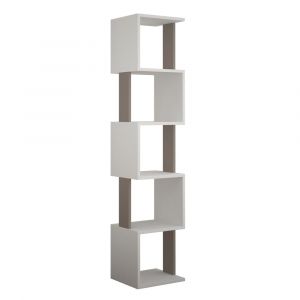 Étagères bibliothèque l35cm blanc et moka clair