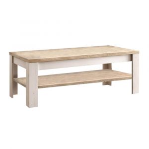 Table  basse aspect chêne blanchi et double plateau chêne clair