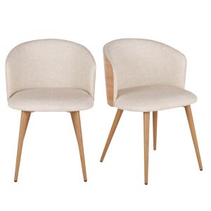 Chaises professionnelles beige tram&eacute; et dossier en bois de ch&ecirc;ne (x2)