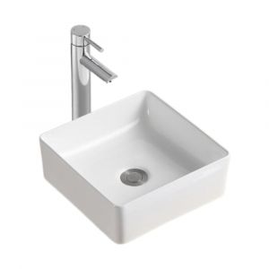 Vasque carr&eacute;e &agrave; poser en c&eacute;ramique blanche 30 cm