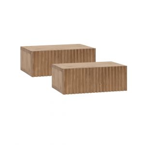 Ensemble 2 tables de chevet flottantes en bois vieilli 40cm