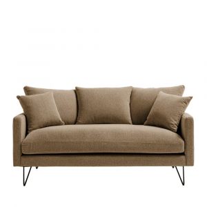 Canap&eacute; 3 places en tissu pieds &eacute;pingles noirs - Caramel chin&eacute;