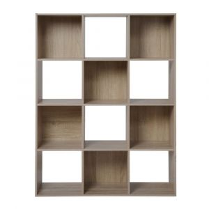 Etag&egrave;re de Rangement 12 Cases  L93 cm - Effet Bois clair