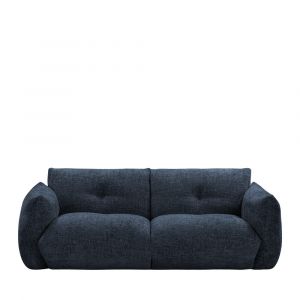 Canapé droit 3 places en tissu à dossier capitonné - Bleu