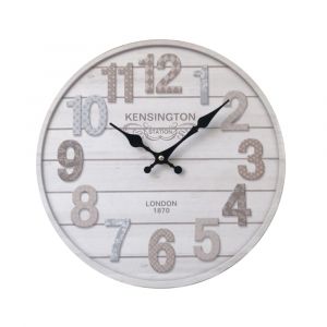 Horloge murale horizontales bandes blanc et gris &oslash; 33.8 cm