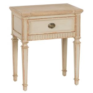 Table de chevet classique en bois beige effet vieilli 56x36x68cm