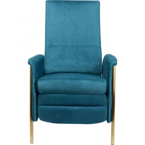 Fauteuil relax Lazy velours bleu p&eacute;trole Kare Design