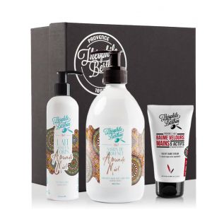 Coffret baume main lait corps et savon douche parfum amande miel