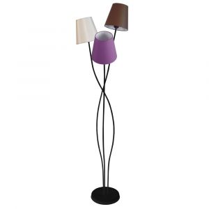 Lampadaire m&eacute;tal H168cm ivoire;Abat-jour: beige,violet,marron