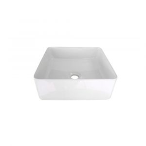 Vasque &agrave; poser carr&eacute;e en c&eacute;ramique blanche 36cm
