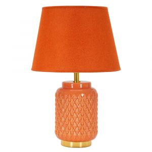 Lampe de table en c&eacute;ramique orange &Oslash; cm 28x44