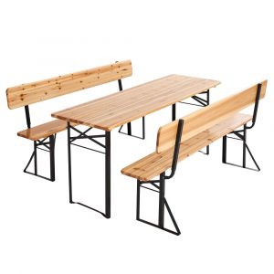 Set brasserie avec table 180 cm et bancs avec dossier