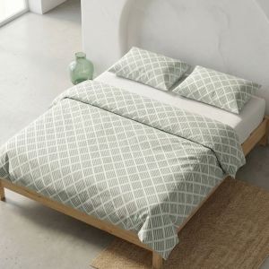 Housse de couette 100% coton vert d'eau 150x220 cm + 45x110 cm