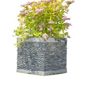 Pot bac jardini&egrave;re carr&eacute; cube galet 50cm jardin zen terasse