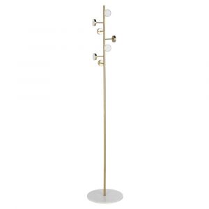 Porte-manteau en m&eacute;tal dor&eacute; et marbre blanc