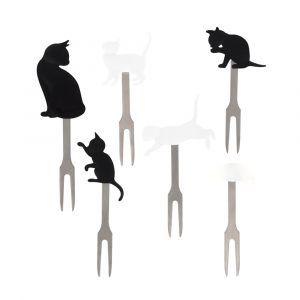 Pics ap&eacute;ritif  Chat noir et blanc caoutchouc de silicone 20 x 2 x 9 cm