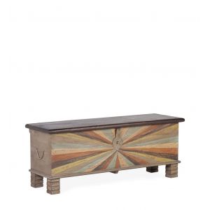 Coffre en bois de manguier multicolor&eacute; L 117 cm