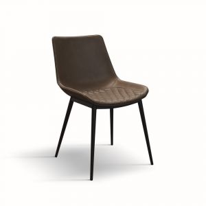 Ensemble de chaises en &eacute;co-cuir matelass&eacute; marron - Lot de 2 Chaises