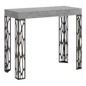 Console extensible effet b&eacute;ton gris 90x40/196 cm