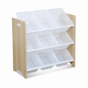 Meuble de rangement enfant avec 9 casiers en bois massif naturel blanc