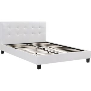 Lit en simili cuir blanc 160 x 200 cm