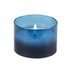 Bougie LED en verre bleu
