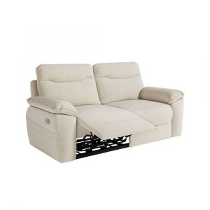 Canap&eacute; de relaxation &eacute;lectrique 3 places en tissu textur&eacute; 3D - Beige