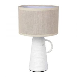 Lampe amphore m&eacute;tal Abisko blanche beige