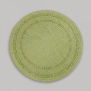 Tapis rond en coton recycl&eacute; motif vert D90