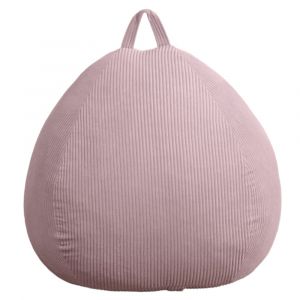 Pouf poire d&eacute;houssable velours c&ocirc;tel&eacute; - 80x70 cm violet parme