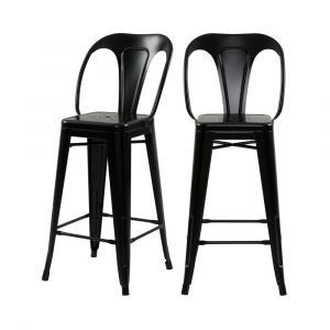 Lot de 2 chaises pour &icirc;lot central 67 cm en m&eacute;tal noir mat