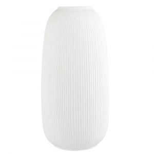 Vase en porcelaine stri&eacute;e blanche H25