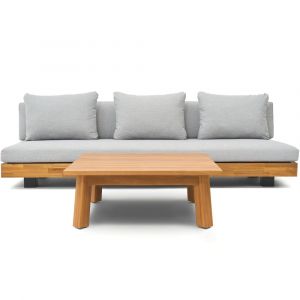 Salon de jardin 3 places en bois FSC - canap. 3 pl + table - gris