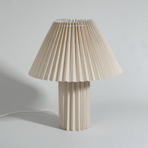 Lampe en polyester recycl&eacute; pliss&eacute; cr&egrave;me