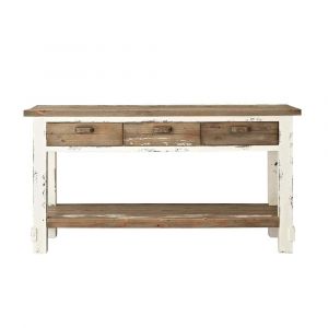 Meuble sous vasque en pin recycl&eacute; massif