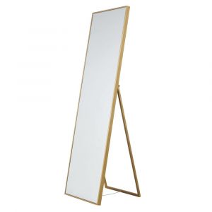 Grand miroir rectangulaire sur pied doré 50x170
