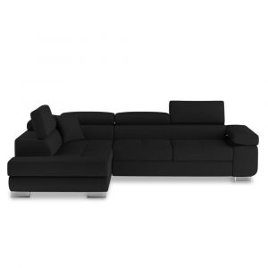 Canap&eacute; d'angle gauche convertible 6 places noir