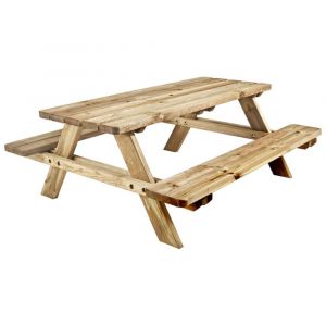 Table de pique-nique 6 personnes en bois beige