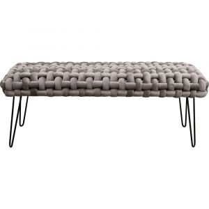 Banc 2 places effet tressé en velours gris