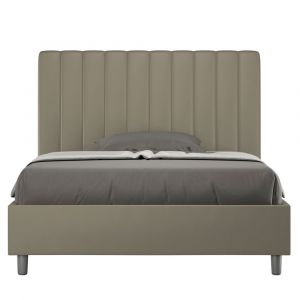 Lit coffre rembourr&eacute; 120x190 similicuir cappuccino