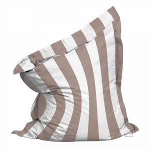 Housse vide de pouf ray&eacute; XL imperm&eacute;able 140x120 cm taupe et blanc