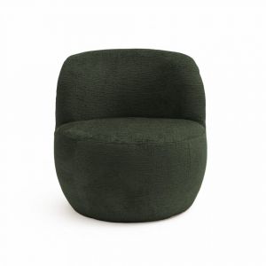 Fauteuil rond en tissu chenille - Vert kaki