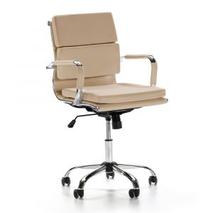 Fauteuil de bureau inclinable taupe, cuir synth&eacute;tique
